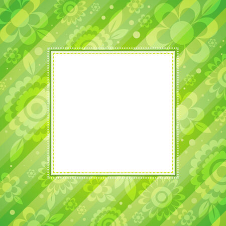square frame with flowers on green backgroundのイラスト素材