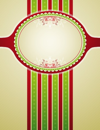 striped christmas background with decorative ornaments,  vector illustrationのイラスト素材