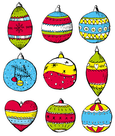 color christmas balls on white backgroundのイラスト素材