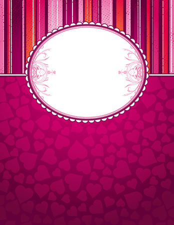 pink background with big label and hearts, vector illustrationのイラスト素材