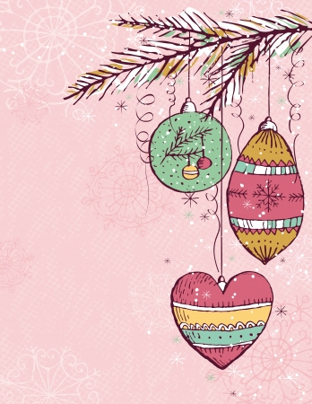 pink christmas background with christmas balls,  illustrationのイラスト素材