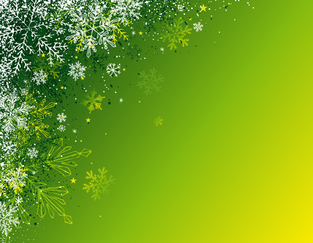 green christmas background with snowflakes,  illustrationのイラスト素材