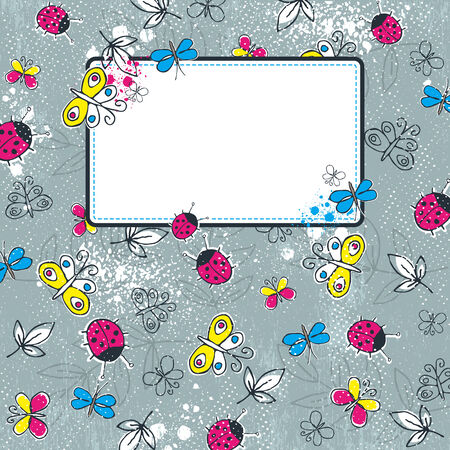 grunge background with  butterflies,   illustrationのイラスト素材