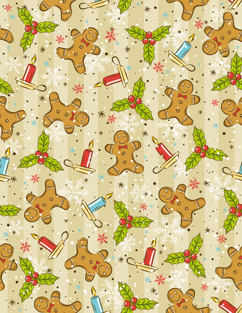 wrapping paper with christmas elements,  vector illustrationのイラスト素材