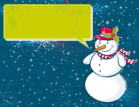  background with snowman and label for message のイラスト素材