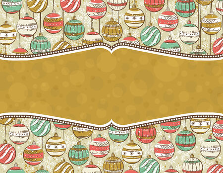 background with christmas balls and label for message,  illustrationのイラスト素材