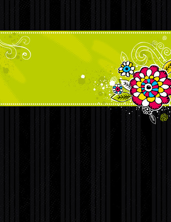 hand draw  flowers on  black backgroundのイラスト素材