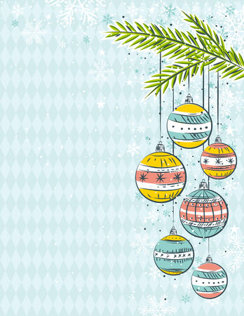 blue background with christmas balls,  illustrationのイラスト素材