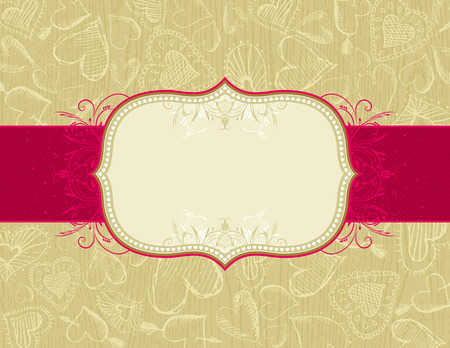  grunge wooden background with hand draw  heartsのイラスト素材