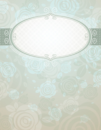 circle label over beige background of roses, illustrationのイラスト素材