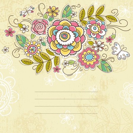 background of hand draw  flowers, vector illustrationのイラスト素材
