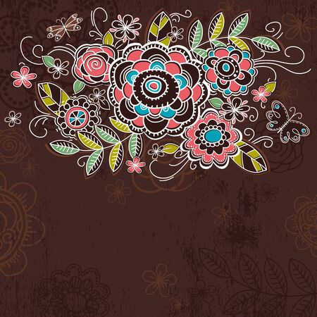 background of hand draw  flowers, vector illustrationのイラスト素材