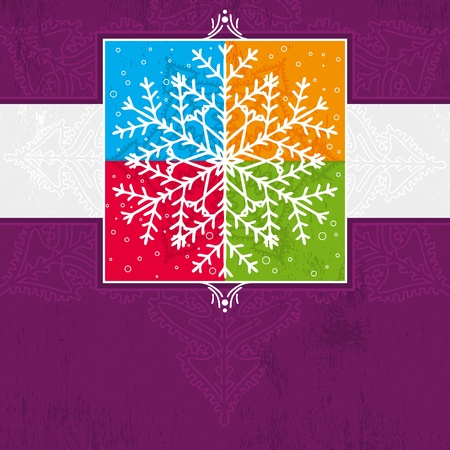  violet christmas card with snowflake, vector illustrationのイラスト素材