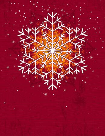 wooden christmas card with snowflake, vector illustrationのイラスト素材