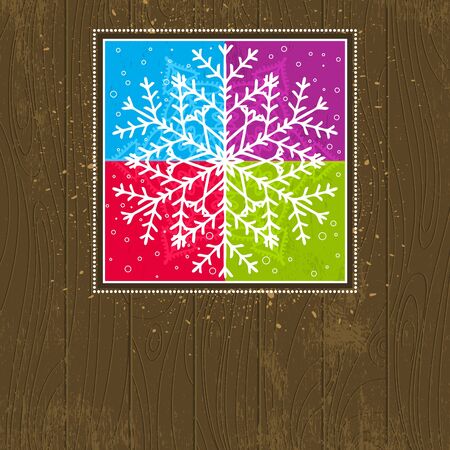 wooden christmas card with snowflakesのイラスト素材