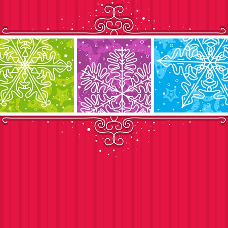 red christmas card with snowflakesのイラスト素材