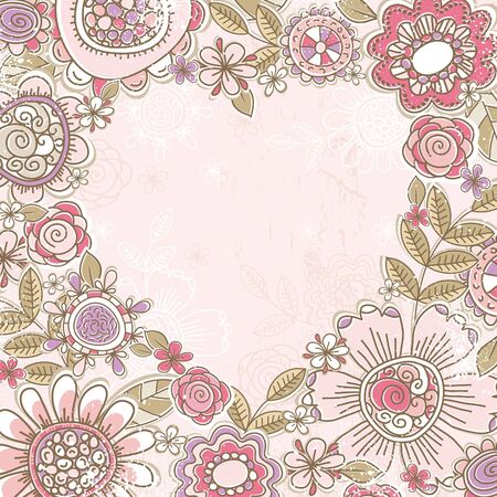 valentine heart of pink flowers,  vector illustrationのイラスト素材