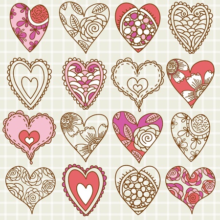  hand drawing valentines heart, vector illustrationのイラスト素材