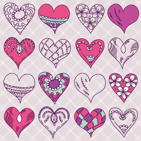  hand drawing valentines heart, vector illustrationのイラスト素材