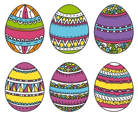 color easter eggs, vector illustrationのイラスト素材
