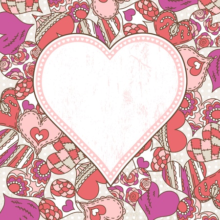  label on background with valentines hearts,  vector illustrationのイラスト素材