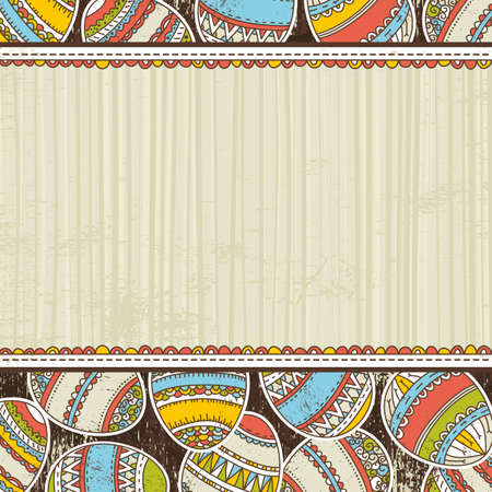 beige grunge background with easter eggs, vectorのイラスト素材