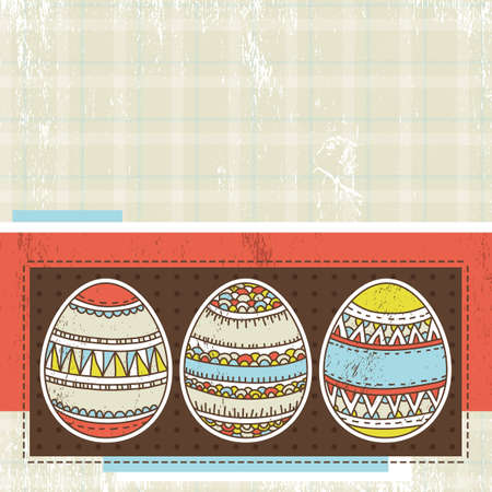 three easter eggs over color background, vector illustrationのイラスト素材