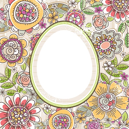 label on background with spring flowers,  vector illustrationのイラスト素材