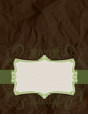 background of crumple paper with decorative label, vector illustrationのイラスト素材