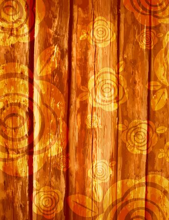 wooden background with decorative  roses.のイラスト素材