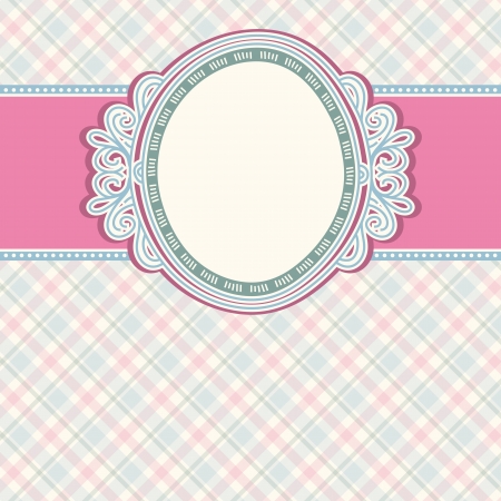  round label on color checked backgroundのイラスト素材