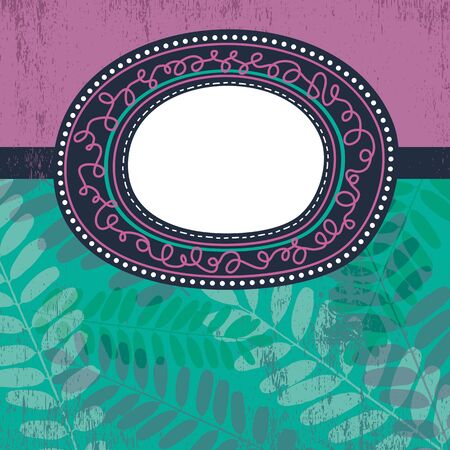 circle label over floral backgroundのイラスト素材