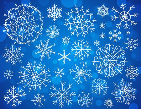 snowflakes on blue backgroundのイラスト素材