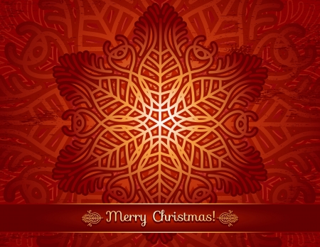 red background with big snowflake and textのイラスト素材