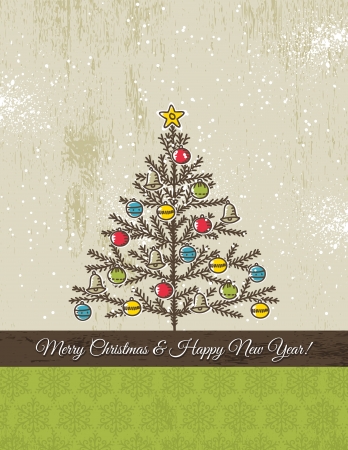 christmas background with snowflakes, squirrel and christmas tree, vector illustrationのイラスト素材