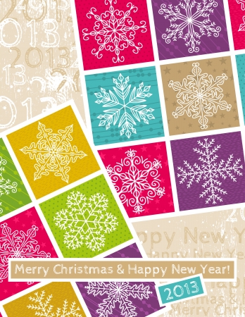 retro christmas background with hand draw snowflakesのイラスト素材