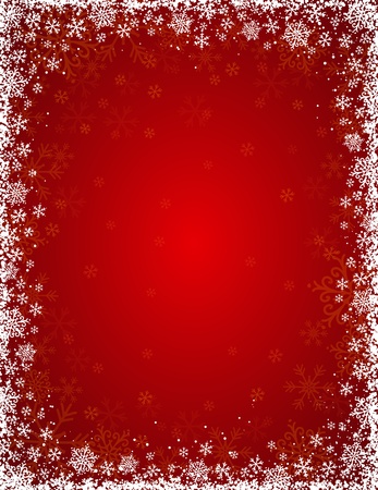 red background with  frame of snowflakes,  vector illustrationのイラスト素材
