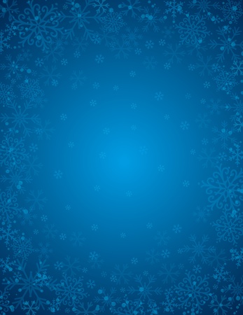 blue background with  frame of snowflakes,  vector illustrationのイラスト素材