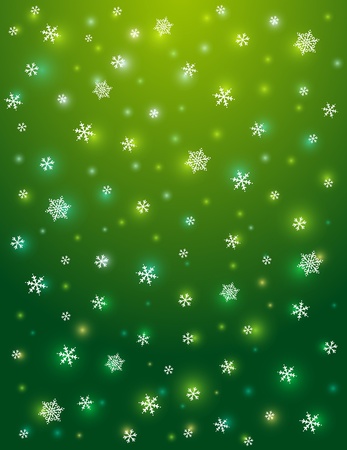 green background with snowflakes,  vector illustrationのイラスト素材