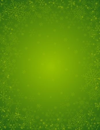 green background with  frame of snowflakes,  vector illustrationのイラスト素材