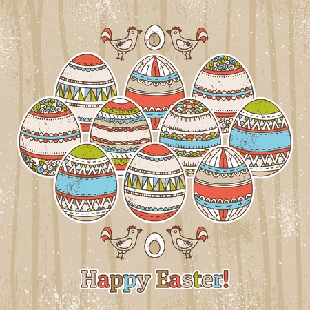 grunge background with easter eggs のイラスト素材