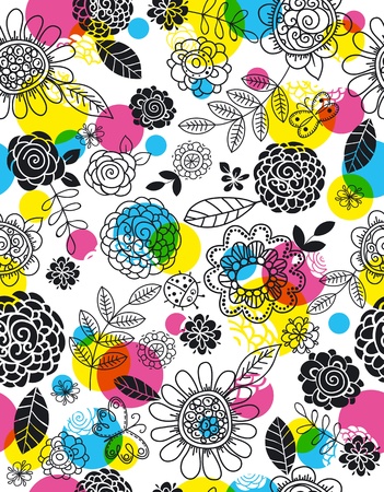 background of hand draw  flowers, vector illustrationのイラスト素材