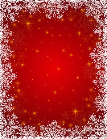 red background with  frame of snowflakes, illustrationのイラスト素材
