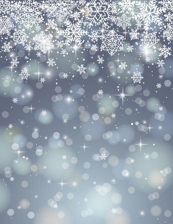 grey background with many snowflakes, vector illustrationのイラスト素材