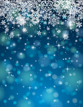 blue background with many snowflakes, vector illustrationのイラスト素材