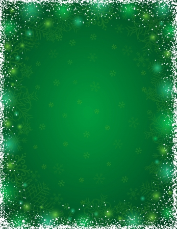 green background with  frame of snowflakes, vector illustrationのイラスト素材