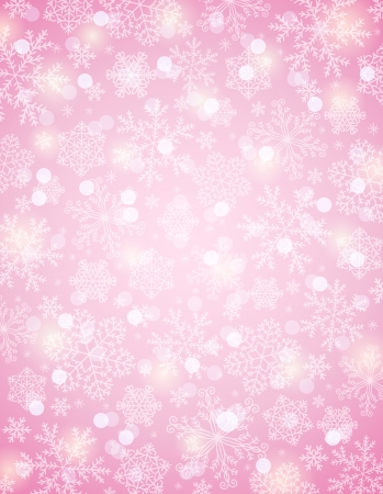 pink background with snowflakes, vector illustrationのイラスト素材
