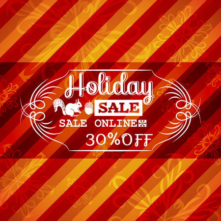 red christmas background and label with sale offer, vector illustrationのイラスト素材