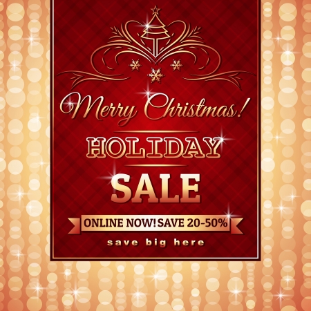 red christmas background and label with sale offer, vector illustrationのイラスト素材