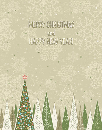 christmas forest over grunge background,  vector illustrationのイラスト素材